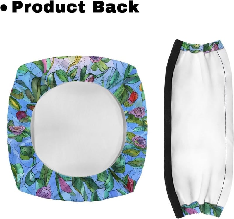Vanideaoty Hummingbird Floral Rollator Seat Cushion Back Bar Cover Set Rollator Walker Seat Back Covers Stretchable Material Protection Decor Suitable for Parks - Image 3